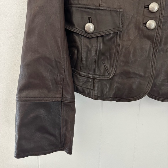 Nine West Brown Leather Jacket Size Small - Picture 4 of 11